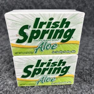 2 Vtg Irish Spring Soap Bar Deodorant Aloe 4.5 oz Made USA Shower Bath New